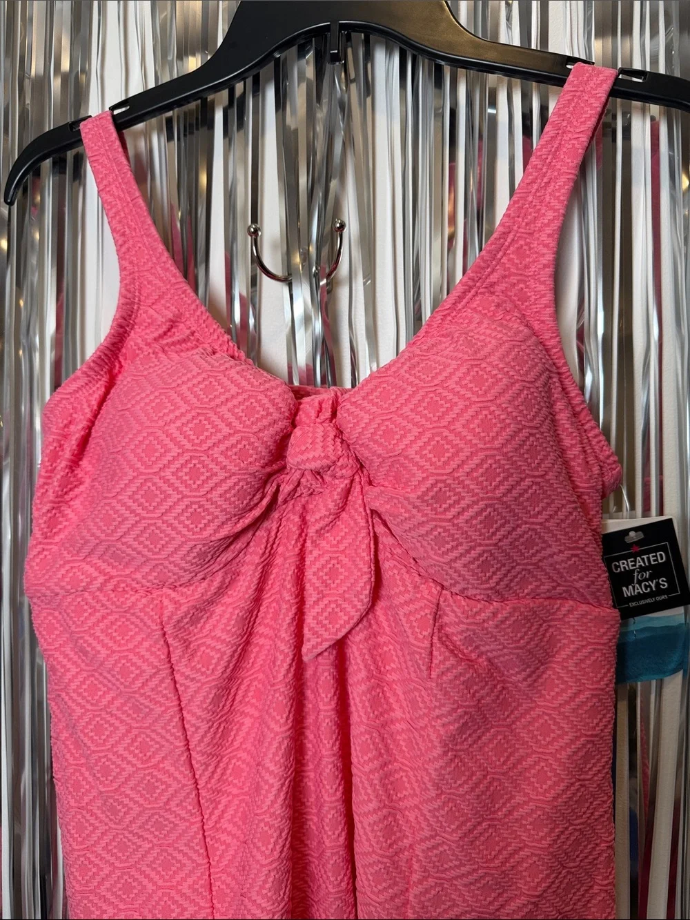 Swim Solutions Pink Textured One-Piece Swimdress with Front Knot Size 16W NEW - Picture 4 of 7